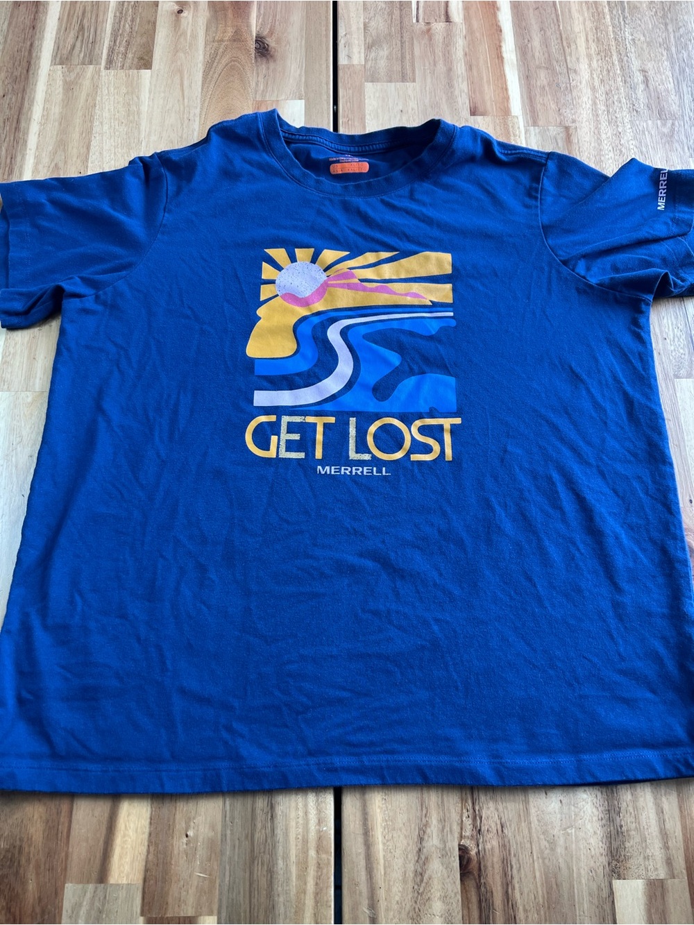 Merrell Get Lost Graphic T Shirt Men’s XL Blue Outdoor Hiking Tee